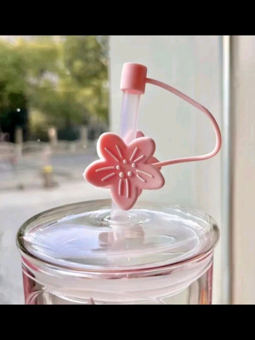 2024 Starbucks Glass Cup Gradient Sakura Tumbler w/Cherry blossom Topper - Picture 3 of 6
